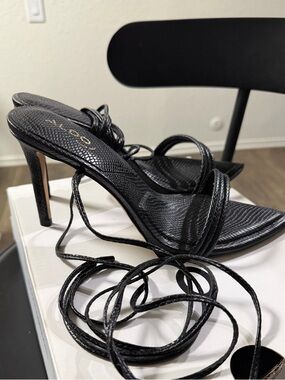 Aldo Black Lace-Up Textured Stiletto Heels